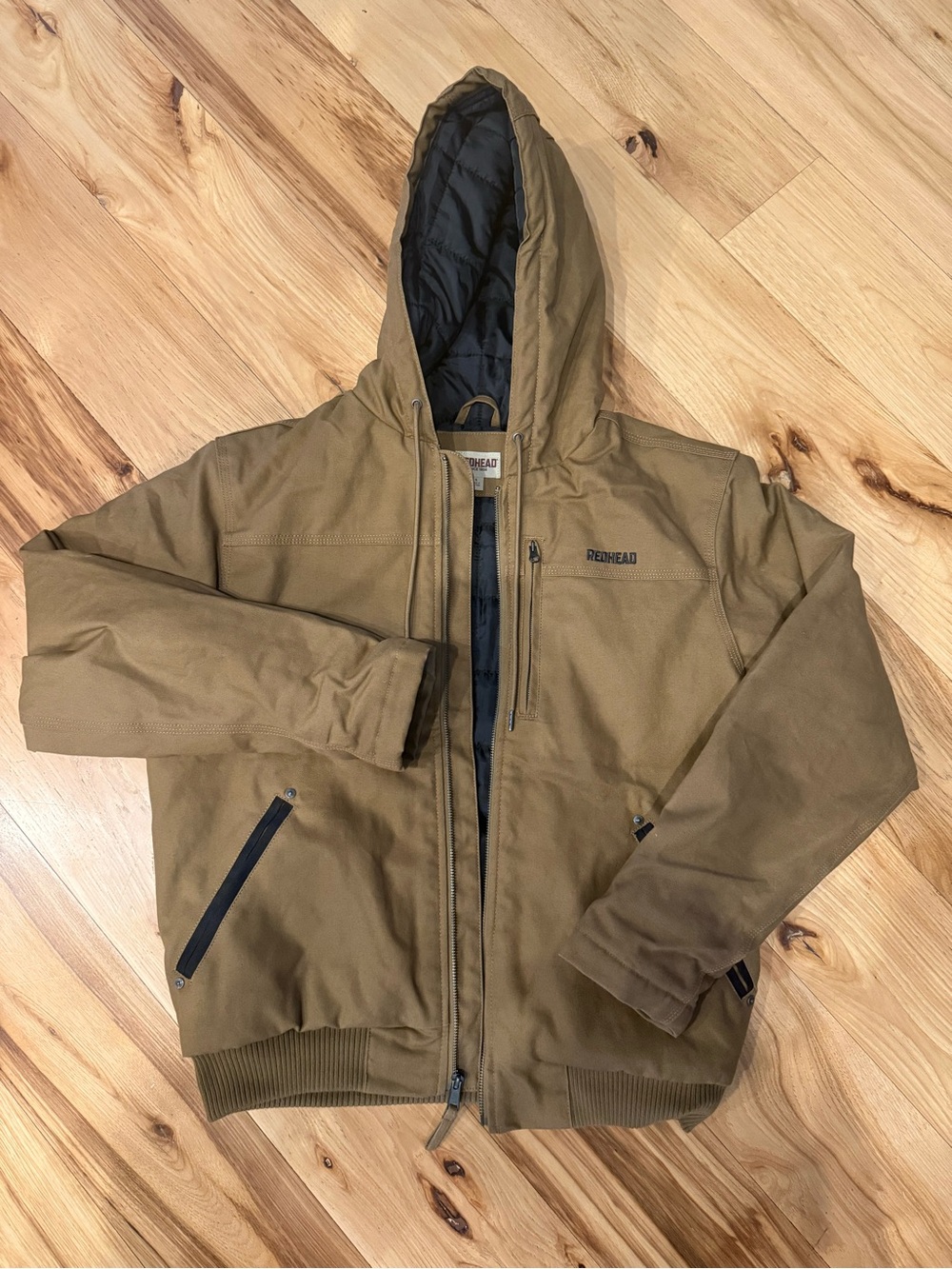RedHead Men's Hooded Work Bomber Jacket in Brown